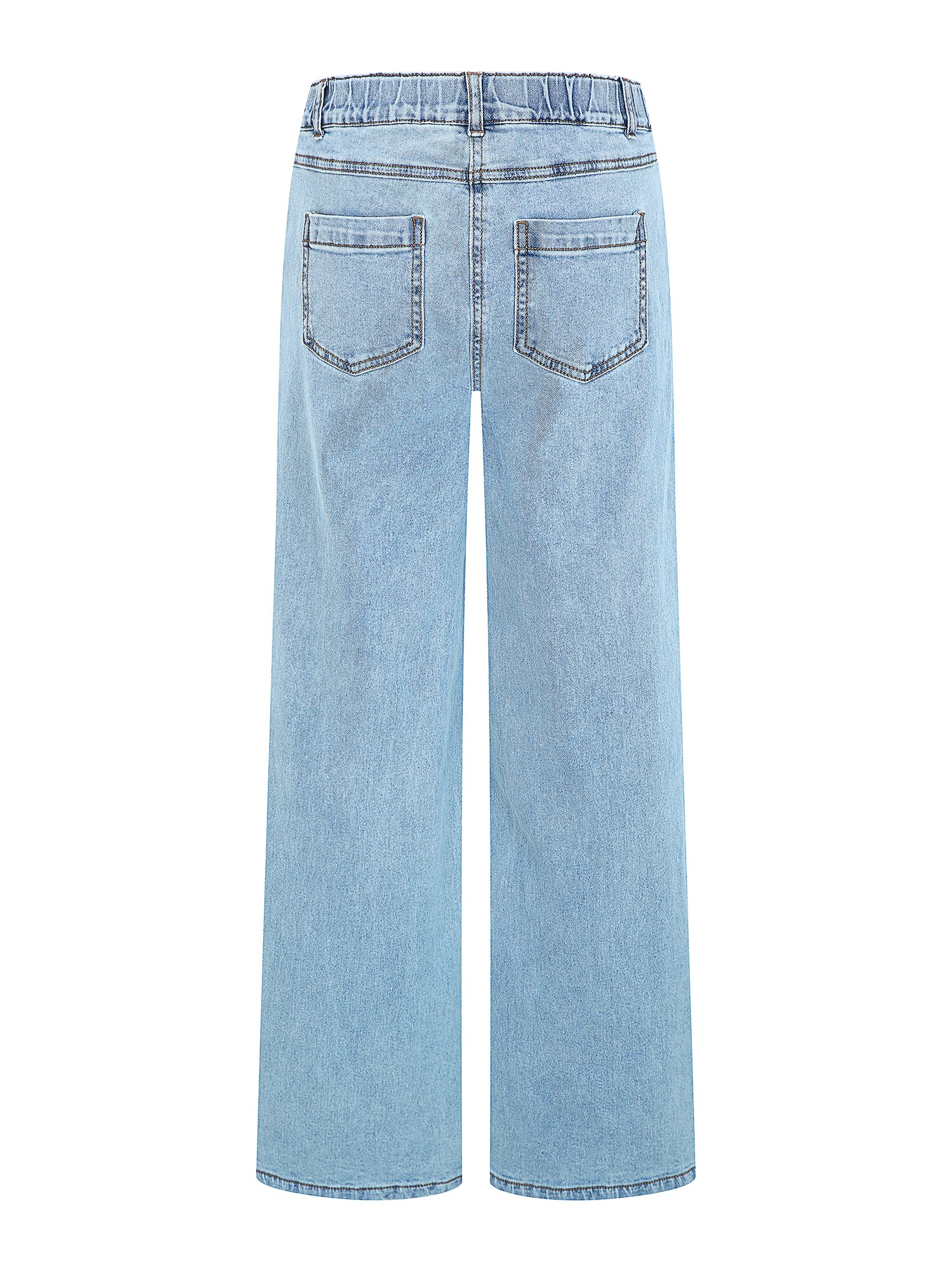 포켓 백 밴딩 와이드 데님 팬츠 (LIGHT BLUE)