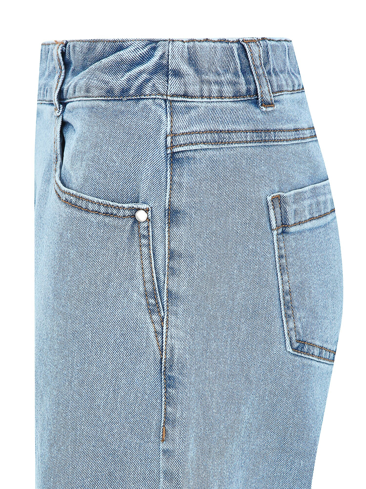 포켓 백 밴딩 와이드 데님 팬츠 (LIGHT BLUE)