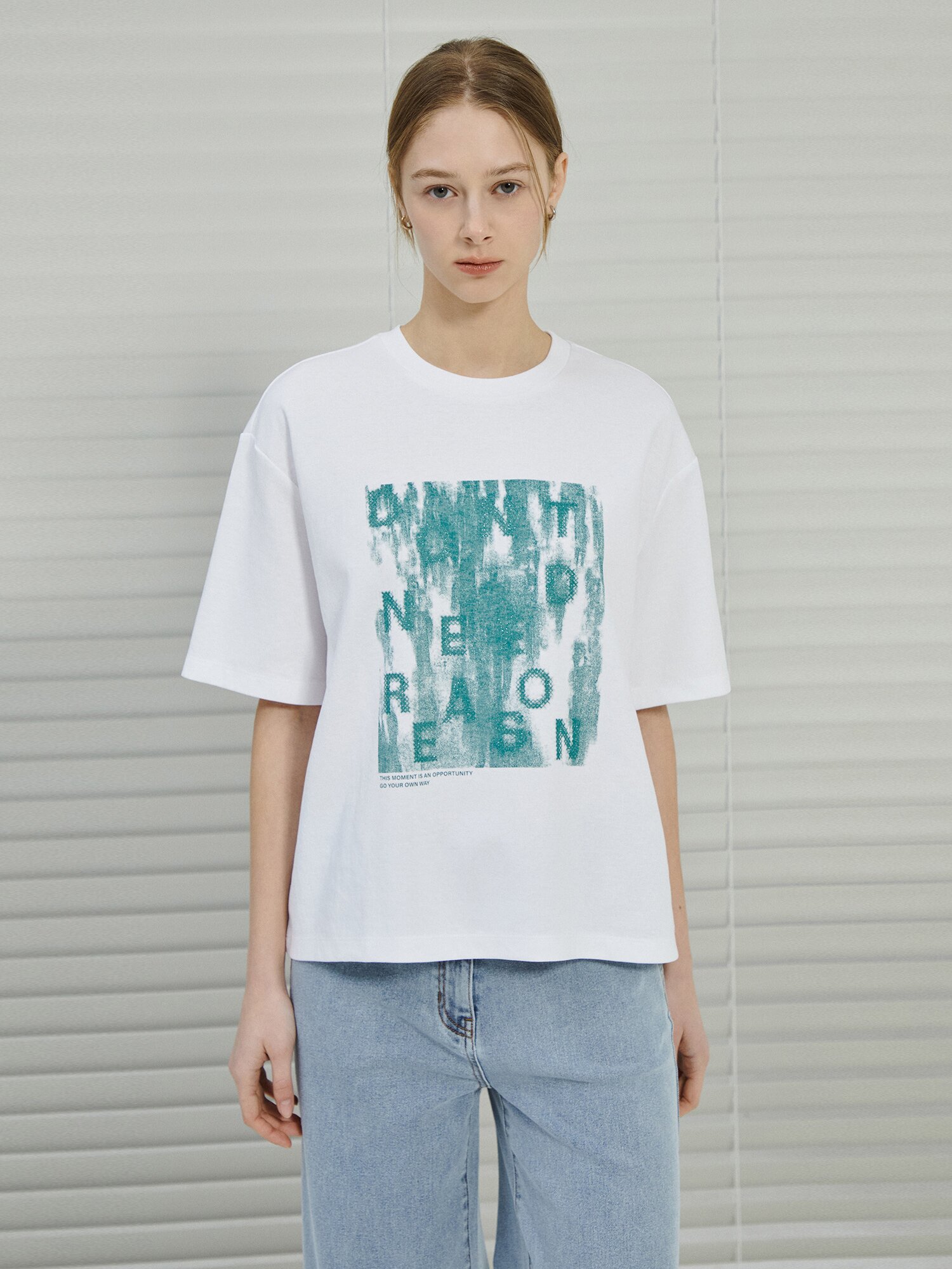 오버핏 코튼 프린트 티셔츠 (GREEN)