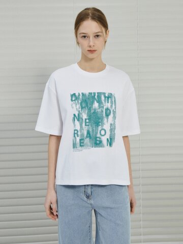 오버핏 코튼 프린트 티셔츠 