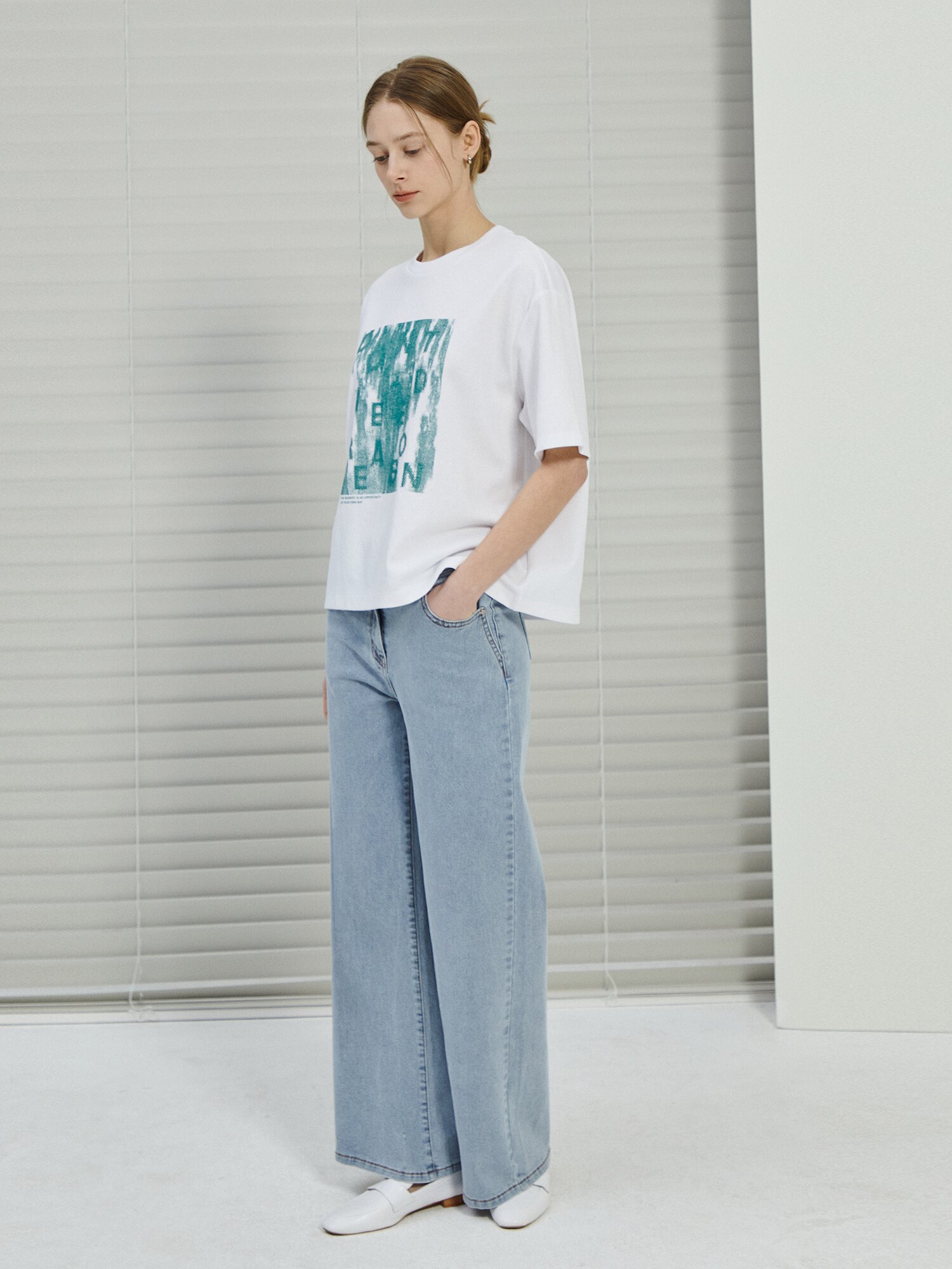 오버핏 코튼 프린트 티셔츠 (GREEN)