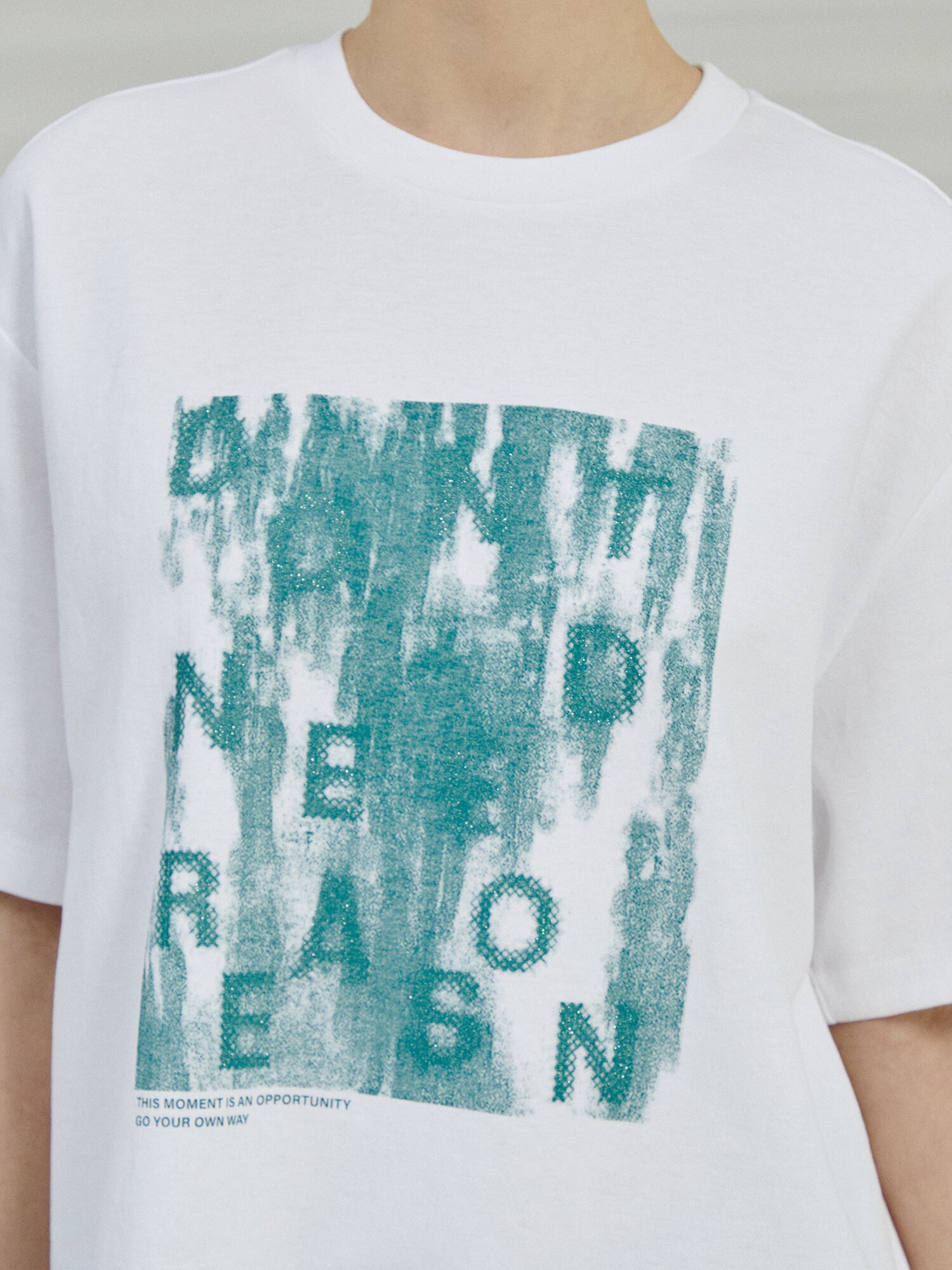 오버핏 코튼 프린트 티셔츠 (GREEN)