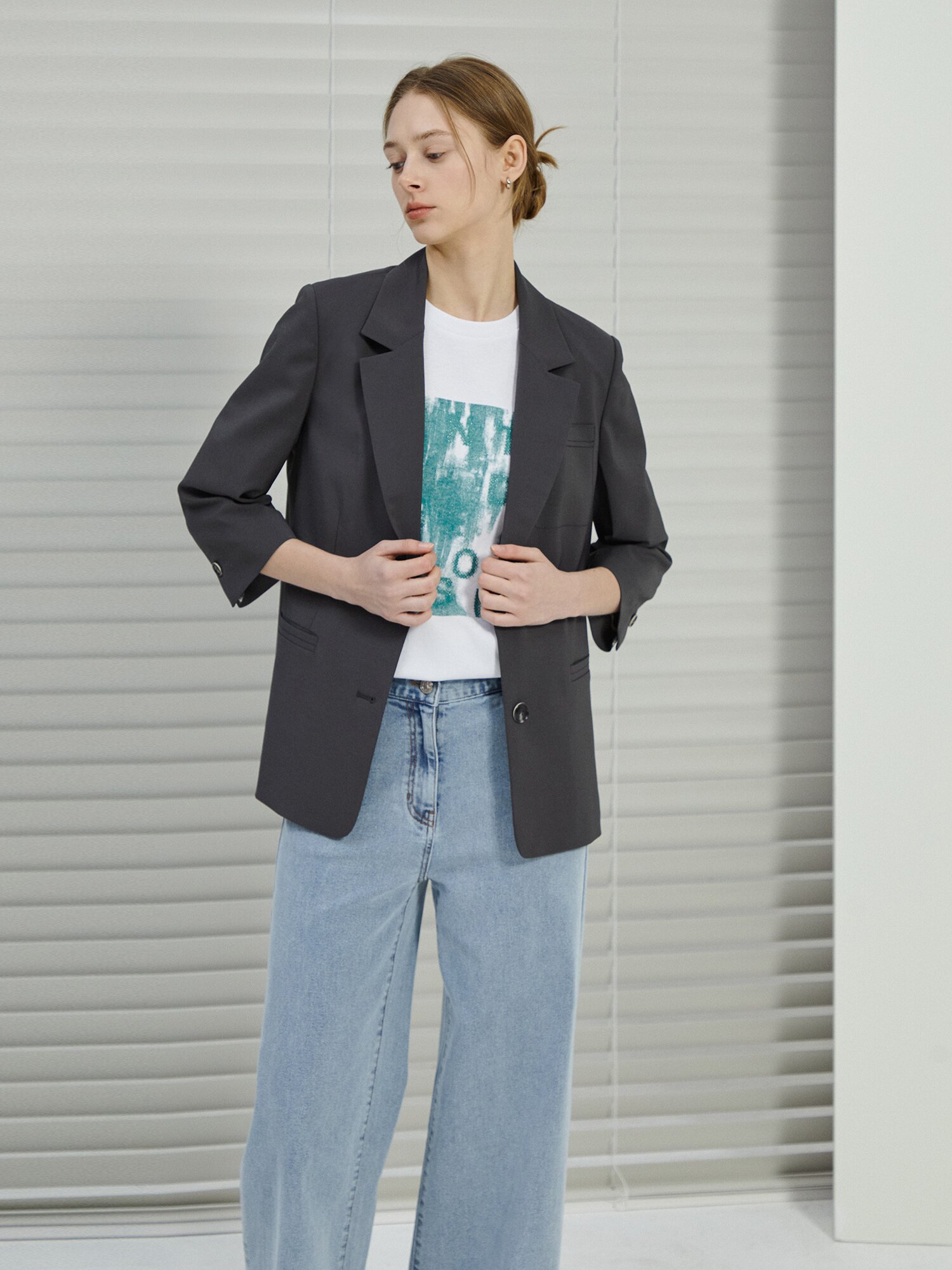 오버핏 코튼 프린트 티셔츠 (GREEN)