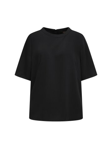 백 지퍼 라운드넥 티셔츠 