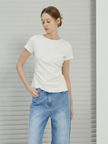 슬림핏 코튼 트위스트 티셔츠 