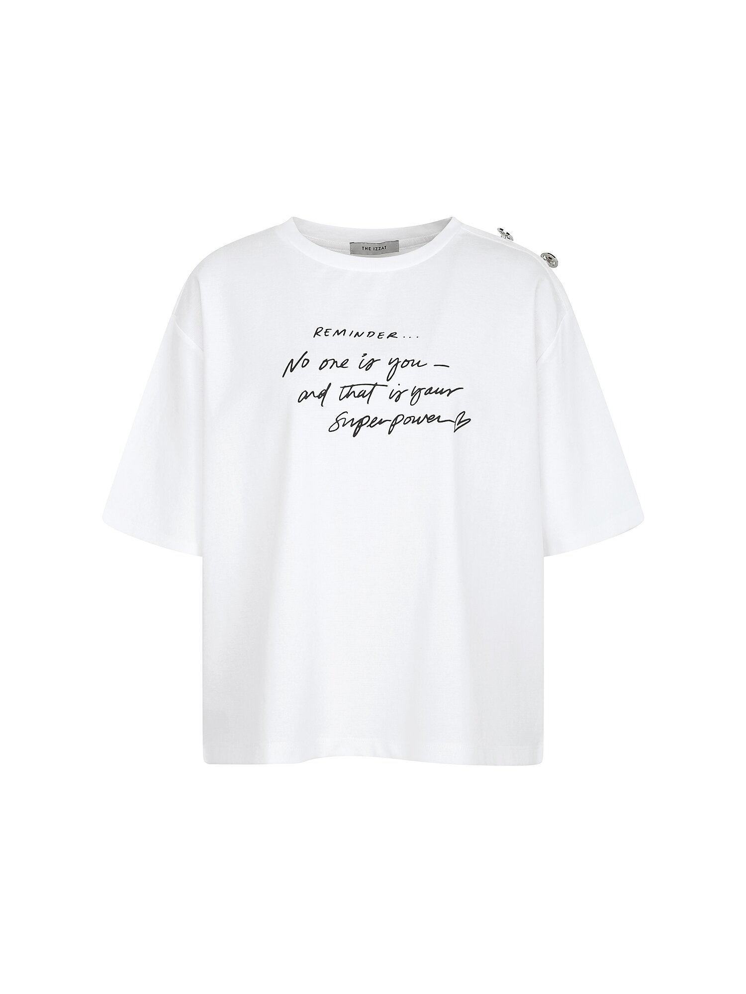 루즈핏 코튼 숄더 버튼 티셔츠 (IVORY)