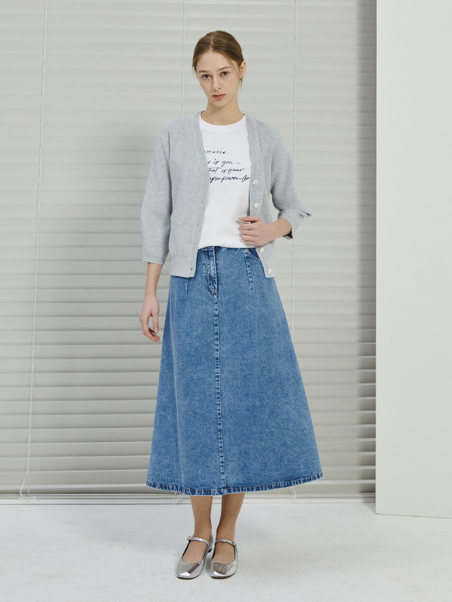 루즈핏 코튼 숄더 버튼 티셔츠 (IVORY)