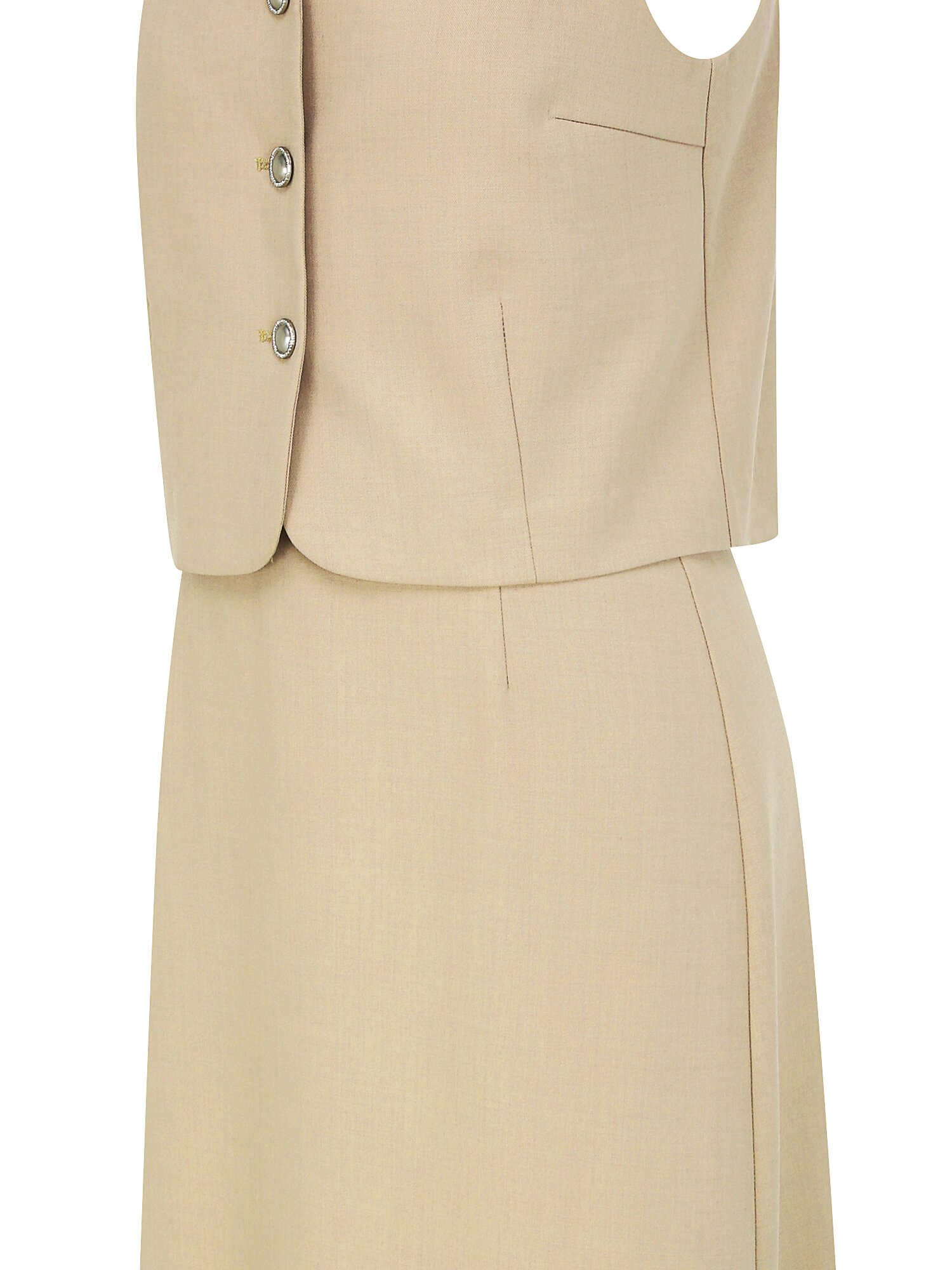 뷔스티에 탑 + 벨티드 A라인 스커트 세트 (BEIGE)