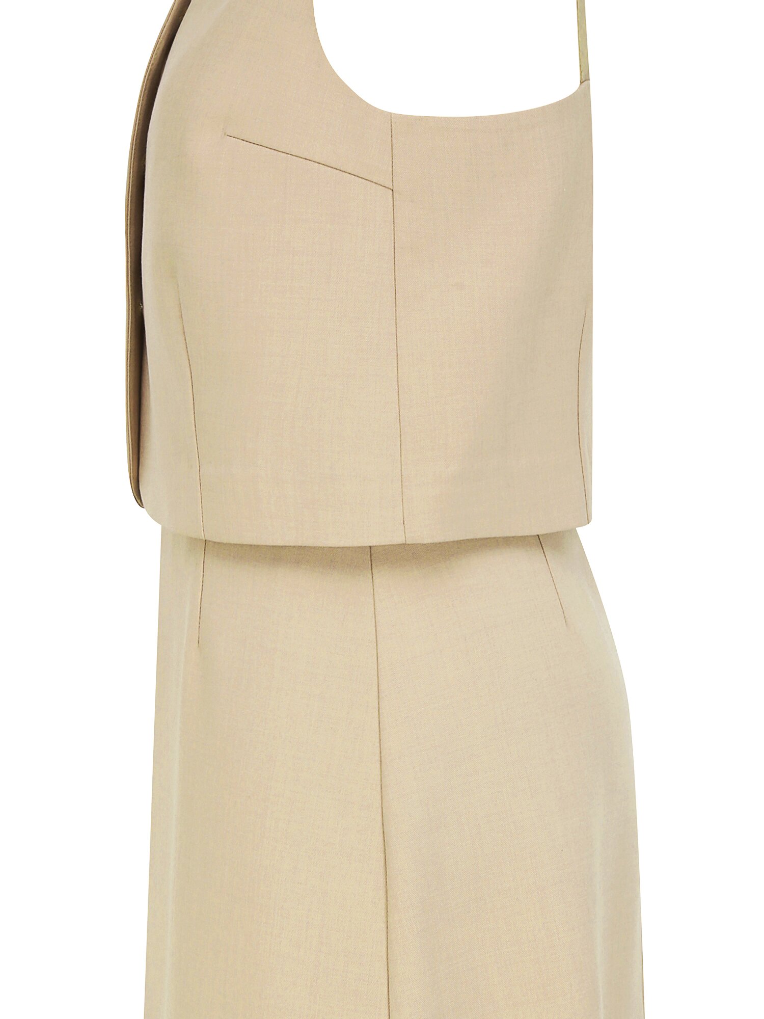 뷔스티에 탑 + 벨티드 A라인 스커트 세트 (BEIGE)