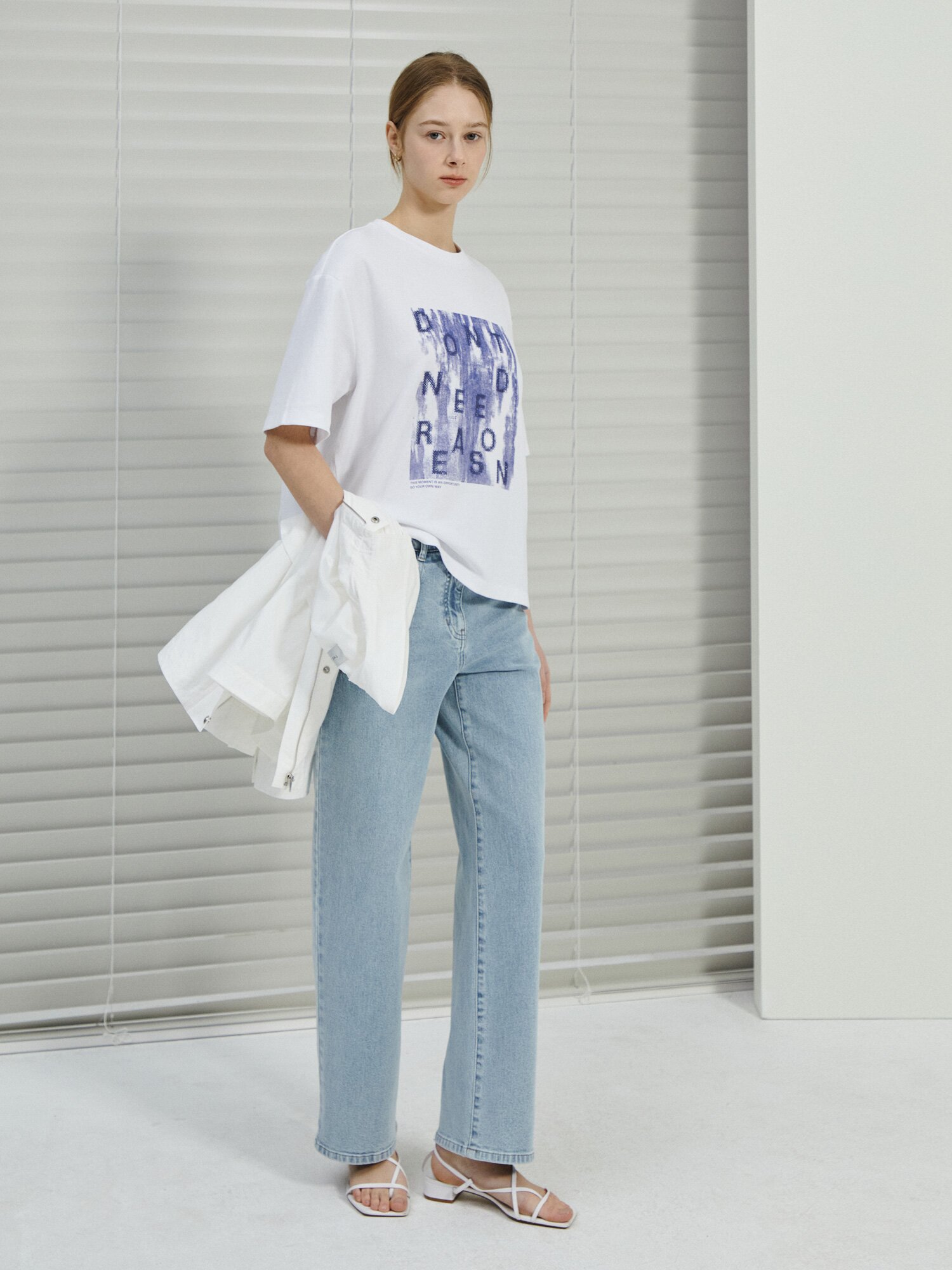 오버핏 코튼 프린트 티셔츠 (BLUE)