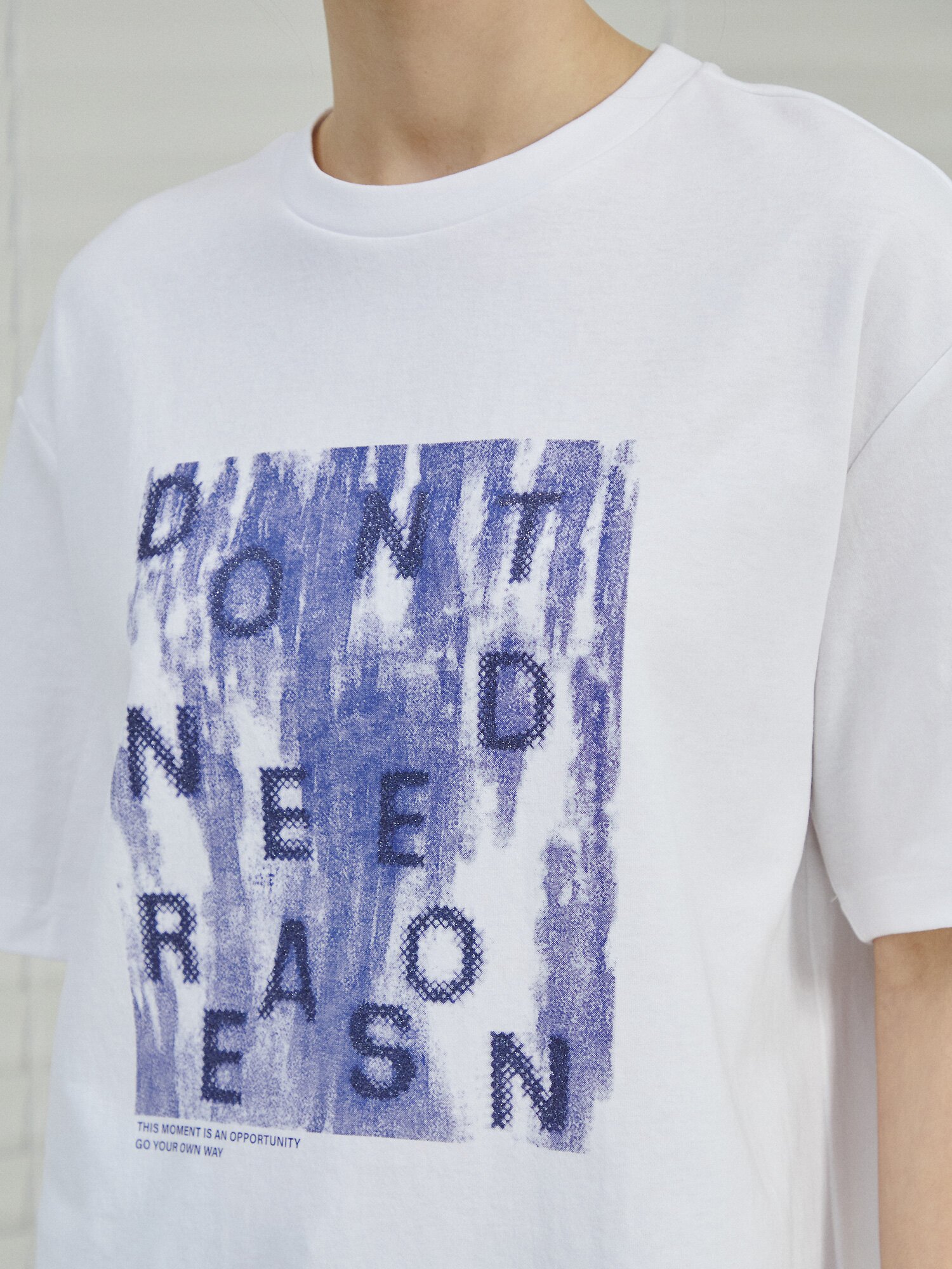 오버핏 코튼 프린트 티셔츠 (BLUE)