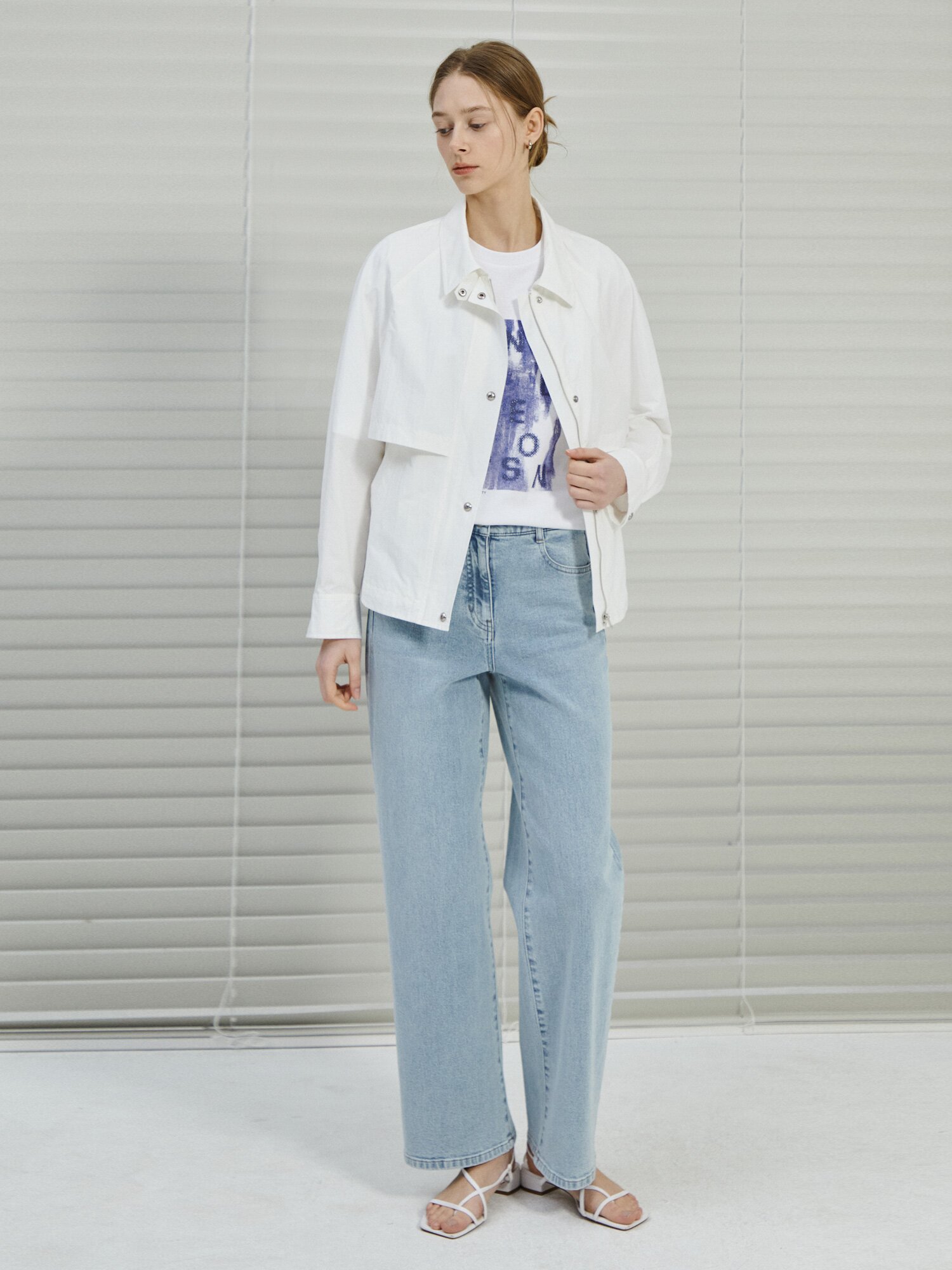 오버핏 코튼 프린트 티셔츠 (BLUE)