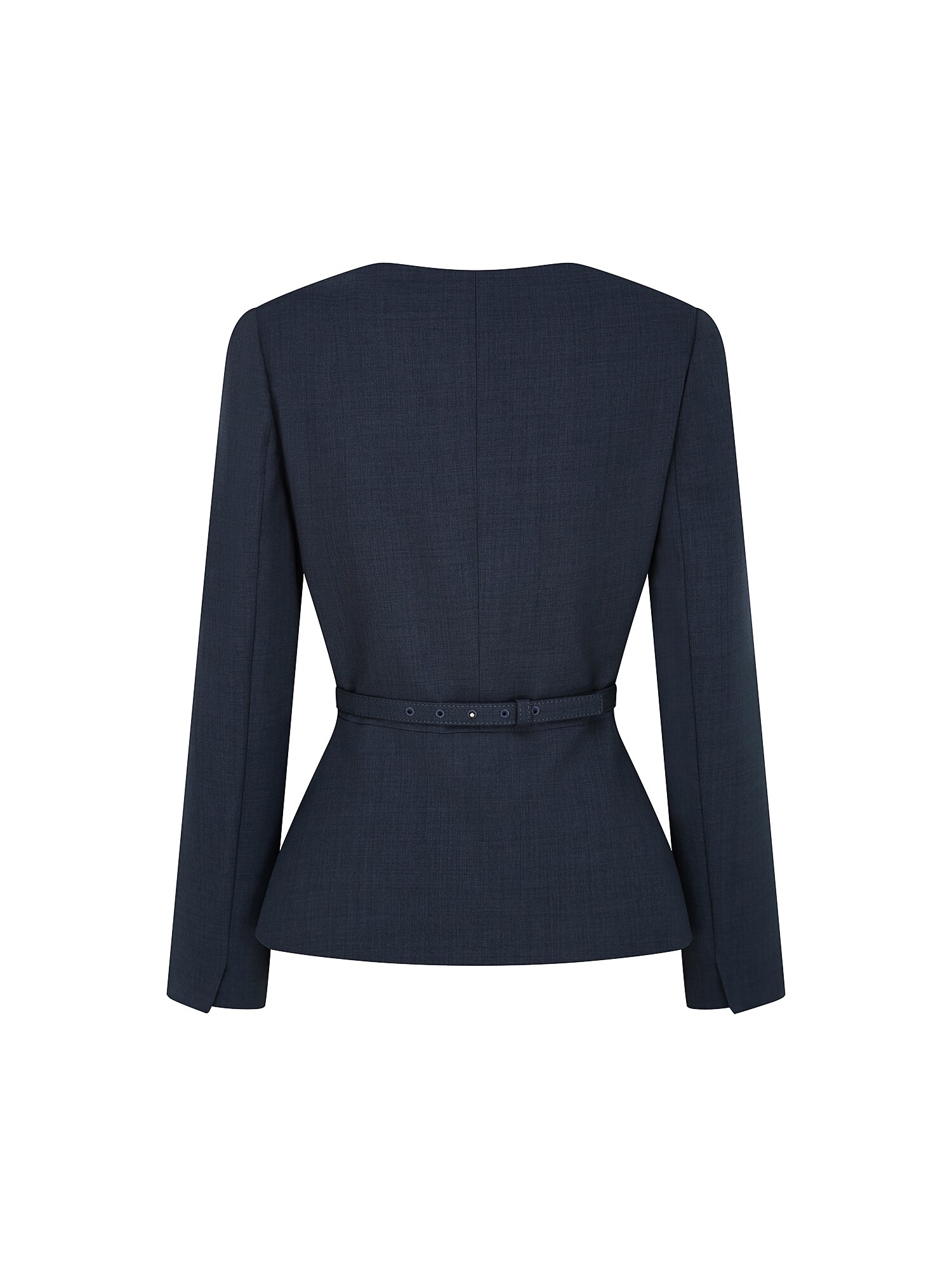 슬릿 라운드넥 페플럼 재킷 (MELANGE NAVY)