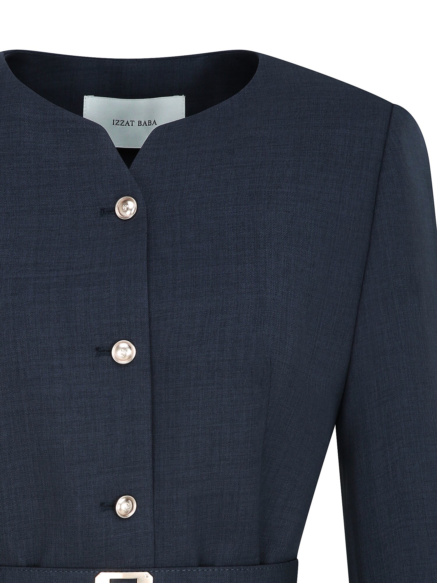 슬릿 라운드넥 페플럼 재킷 (MELANGE NAVY)