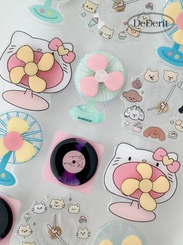 데데리트 빙글빙글 귀여운 회전 시계 레코드 선풍기 캐릭터 핸드폰 휴대폰 핑거그립 스마트톡 거치대