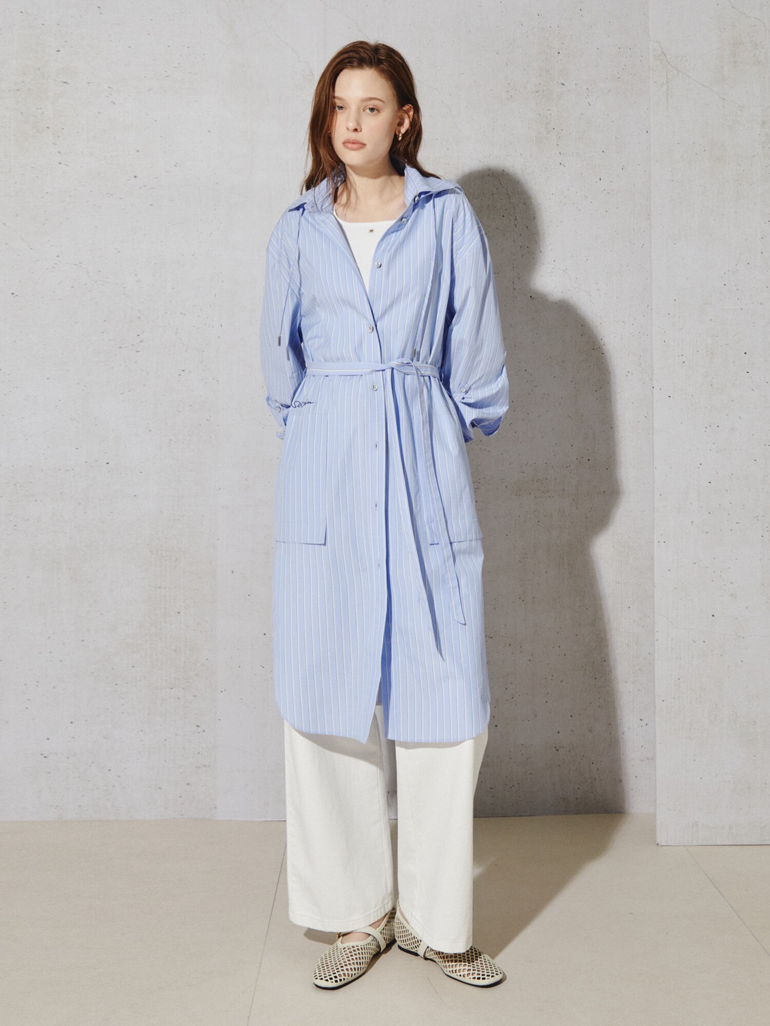 소프트 스트라이프 롱 블라우스 (STRIPE BLUE)