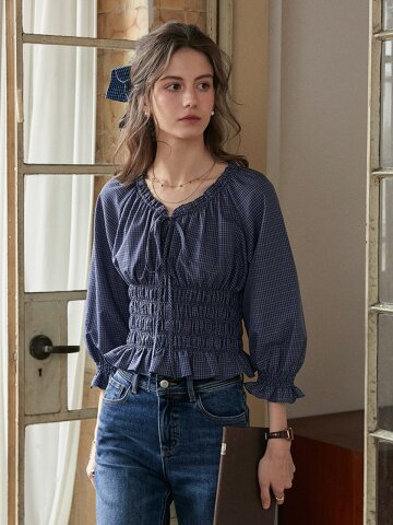 SR_Waist plaid top