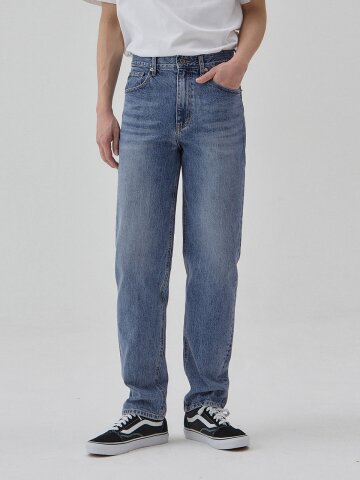 DENIM CRACK WASHING PANTS M BLUE C6