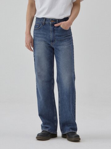 DENIM SIDE LIB POCKET WIDE PANTS M BLUE C6