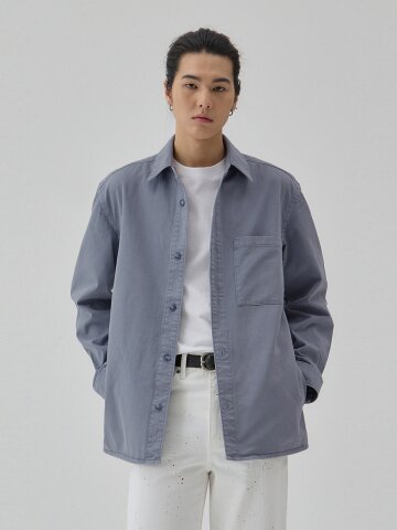 DENIM GARMENT DYEING POCKET SHIRTS BLUE C6