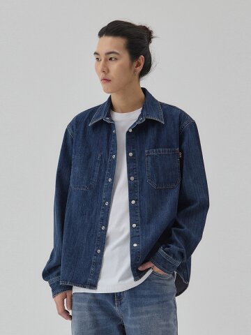 DENIM SEMI OVER FIT STON WASHING SHIRKET INDIGO C6