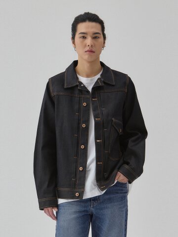 DENIM RAW SELVEDGE ONE POCKET JACKET INDIGO C6