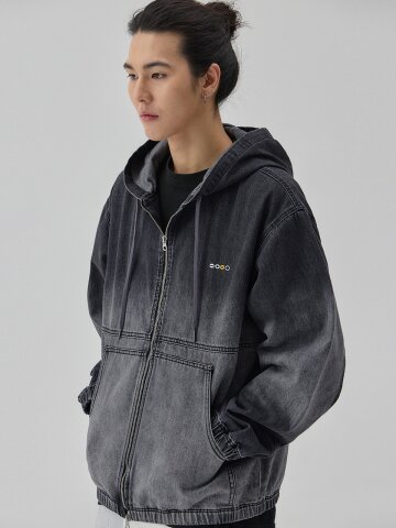 DENIM HOOD JUMPER BLACK C6