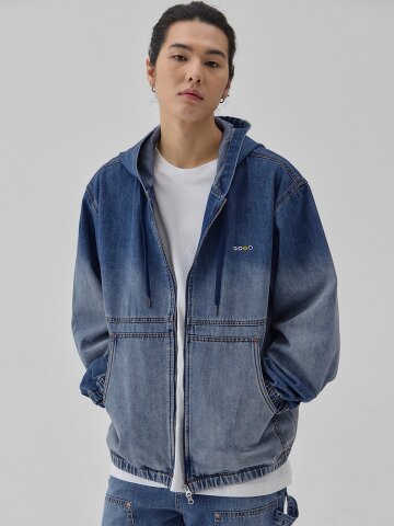 DENIM HOOD JUMPER MEDIUM BLUE C6