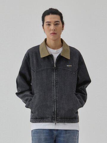 DENIM ZIPUP WORK JACKET BLACK C6