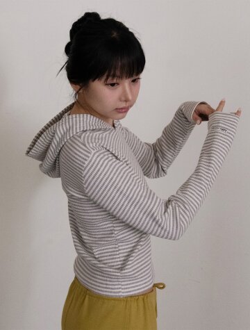 바켄 스트라이프 슬림핏 골지 후드티 BK4303 (4COLOR)