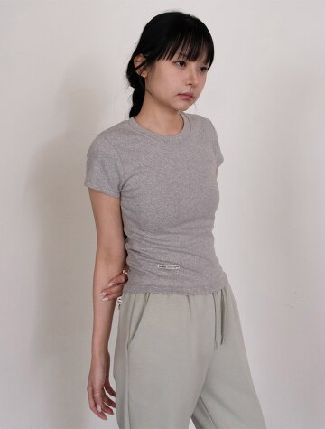 바켄 라벨 포인트 슬림핏 무지 반팔 티셔츠 BK4306 (4COLOR)