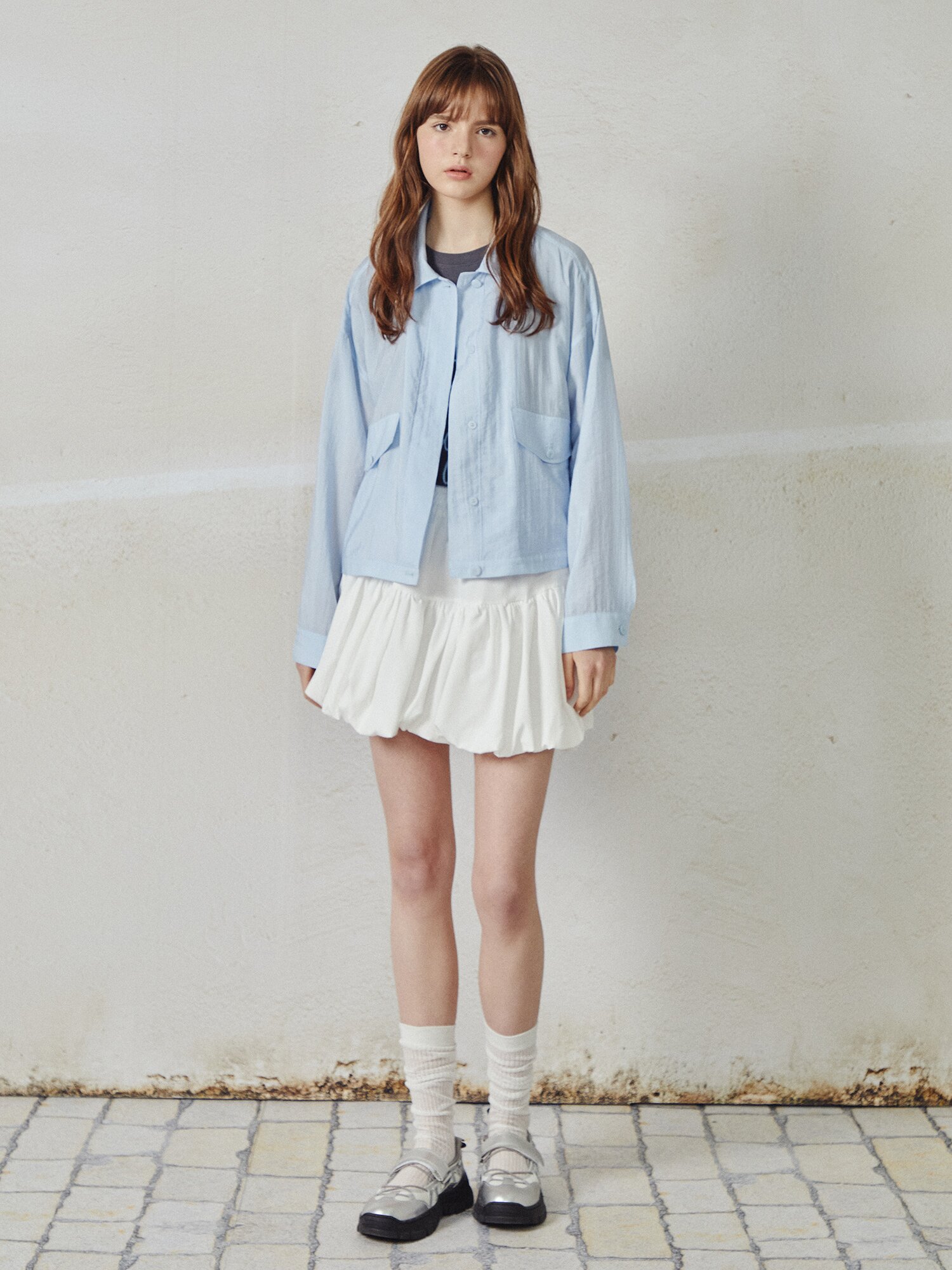 크링클 칼라넥 점퍼 (SKY BLUE)