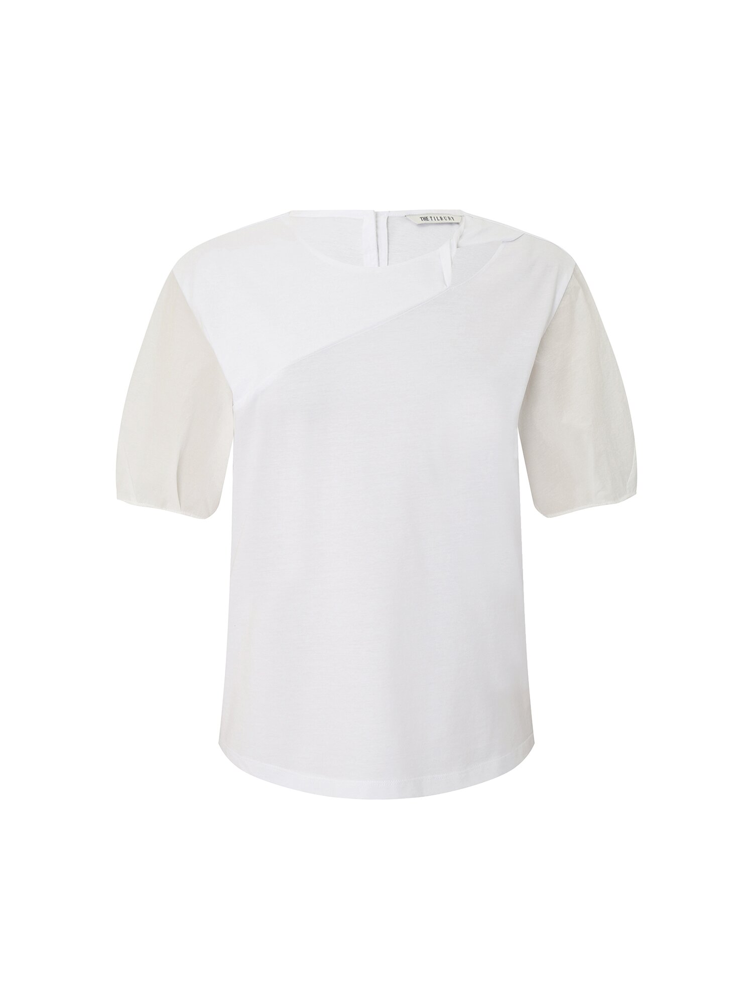 사이드 절개 배색 블라우스 (WHITE)