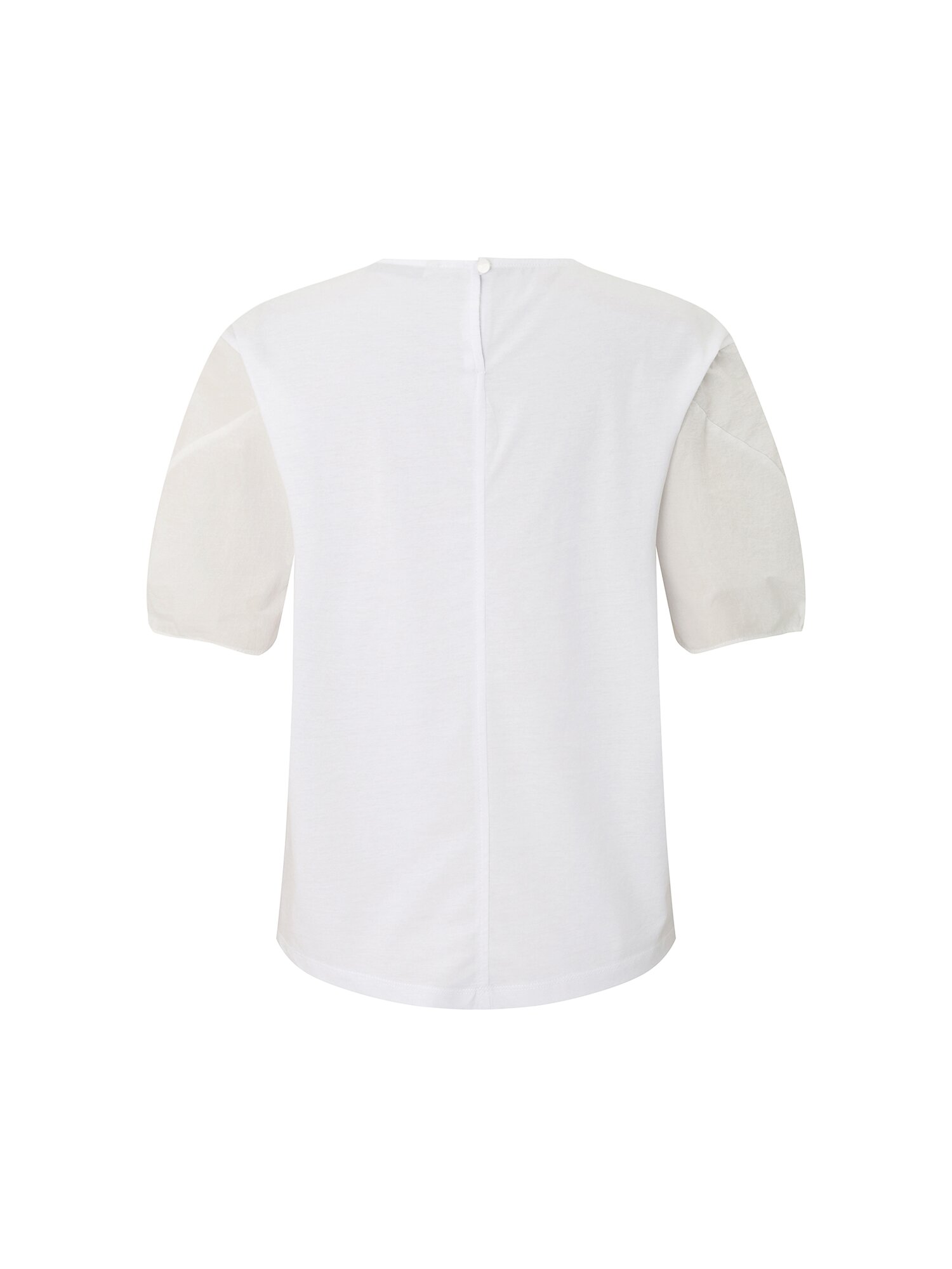 사이드 절개 배색 블라우스 (WHITE)