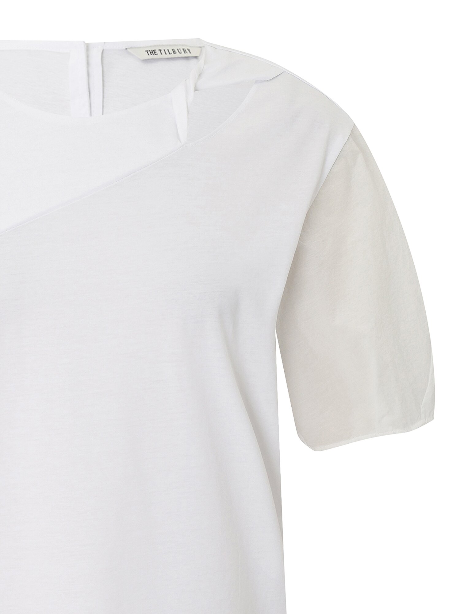 사이드 절개 배색 블라우스 (WHITE)