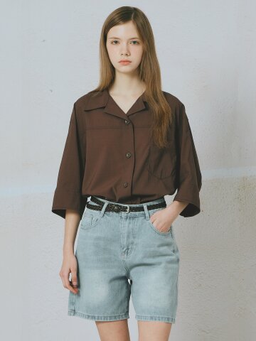 오픈 칼라 셔츠 블라우스 