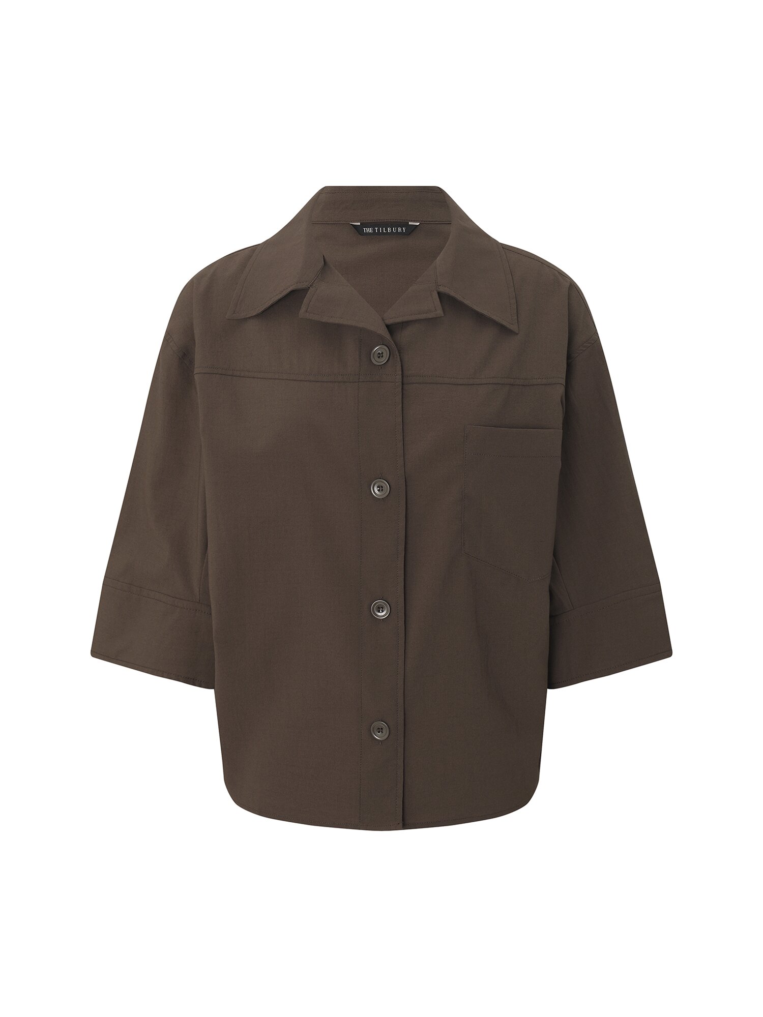 오픈 칼라 셔츠 블라우스 (DARK BROWN)