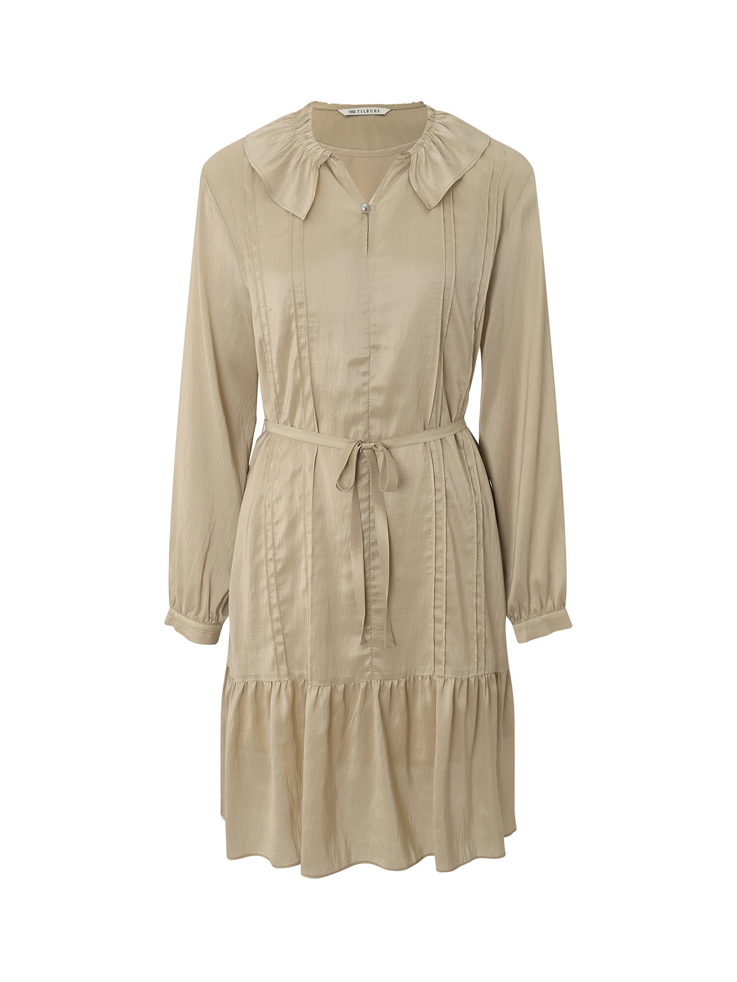 핀 턱 벨티드 롱 원피스 (BEIGE)