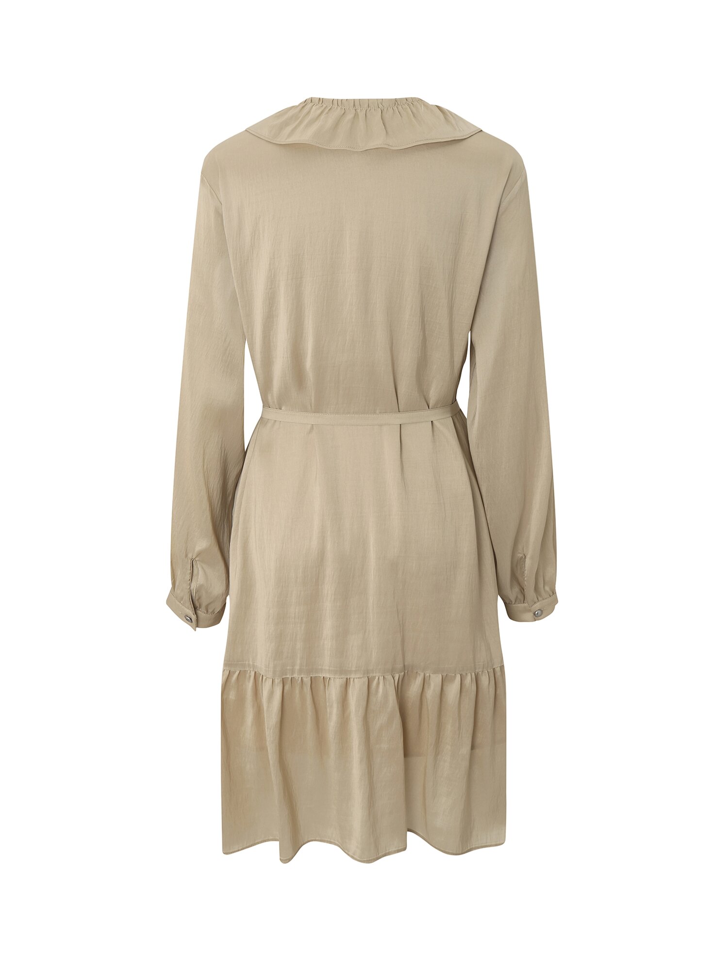 핀 턱 벨티드 롱 원피스 (BEIGE)