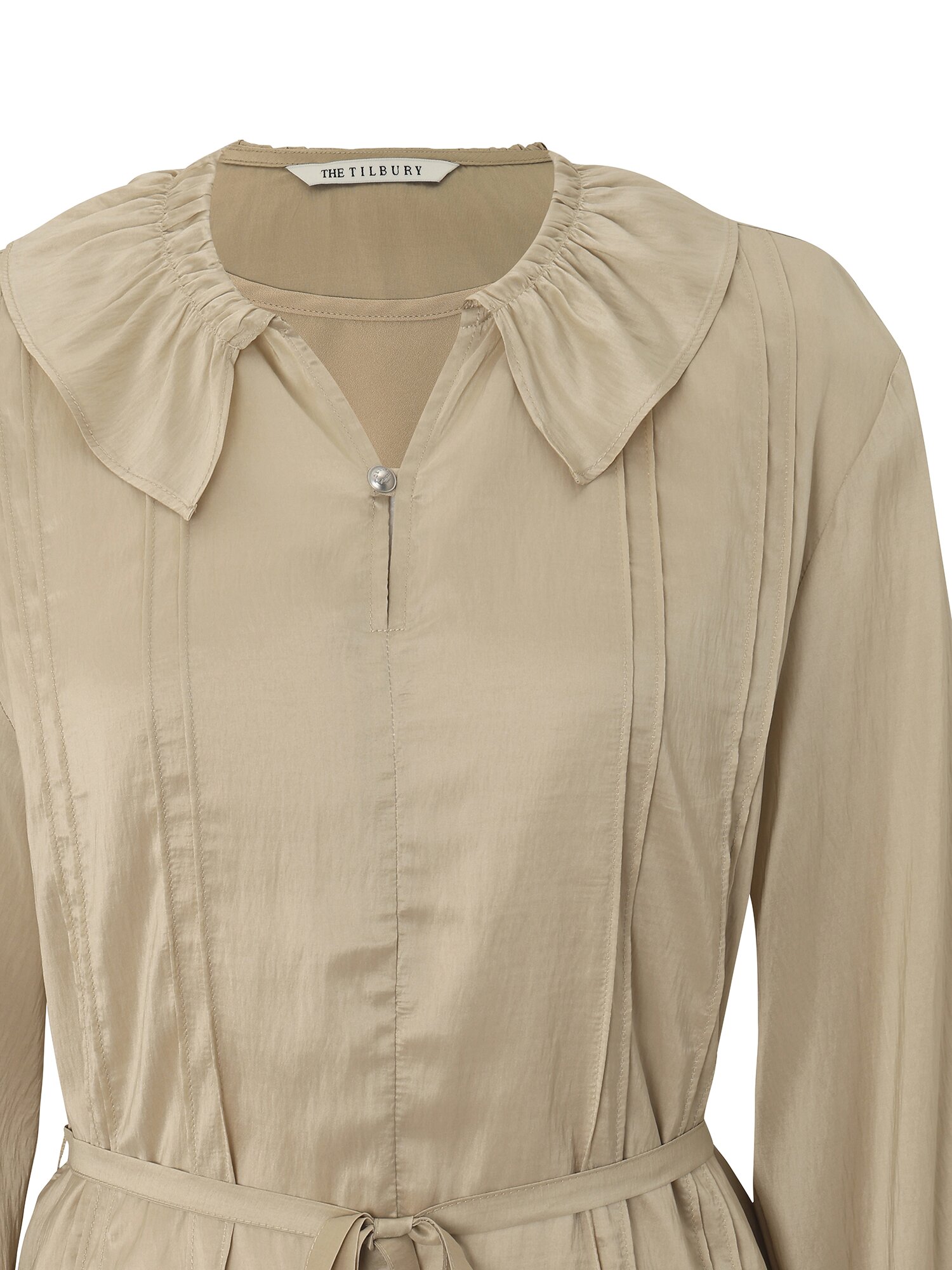 핀 턱 벨티드 롱 원피스 (BEIGE)