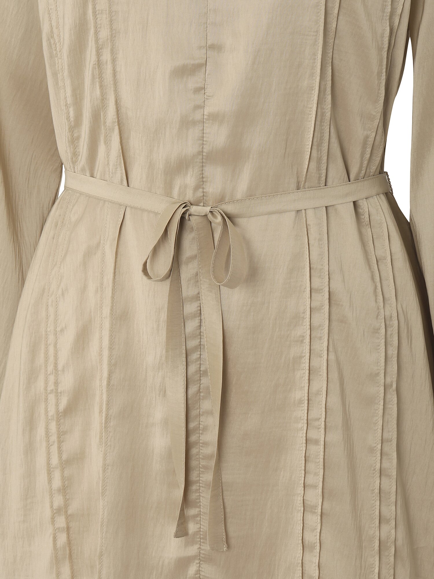 핀 턱 벨티드 롱 원피스 (BEIGE)