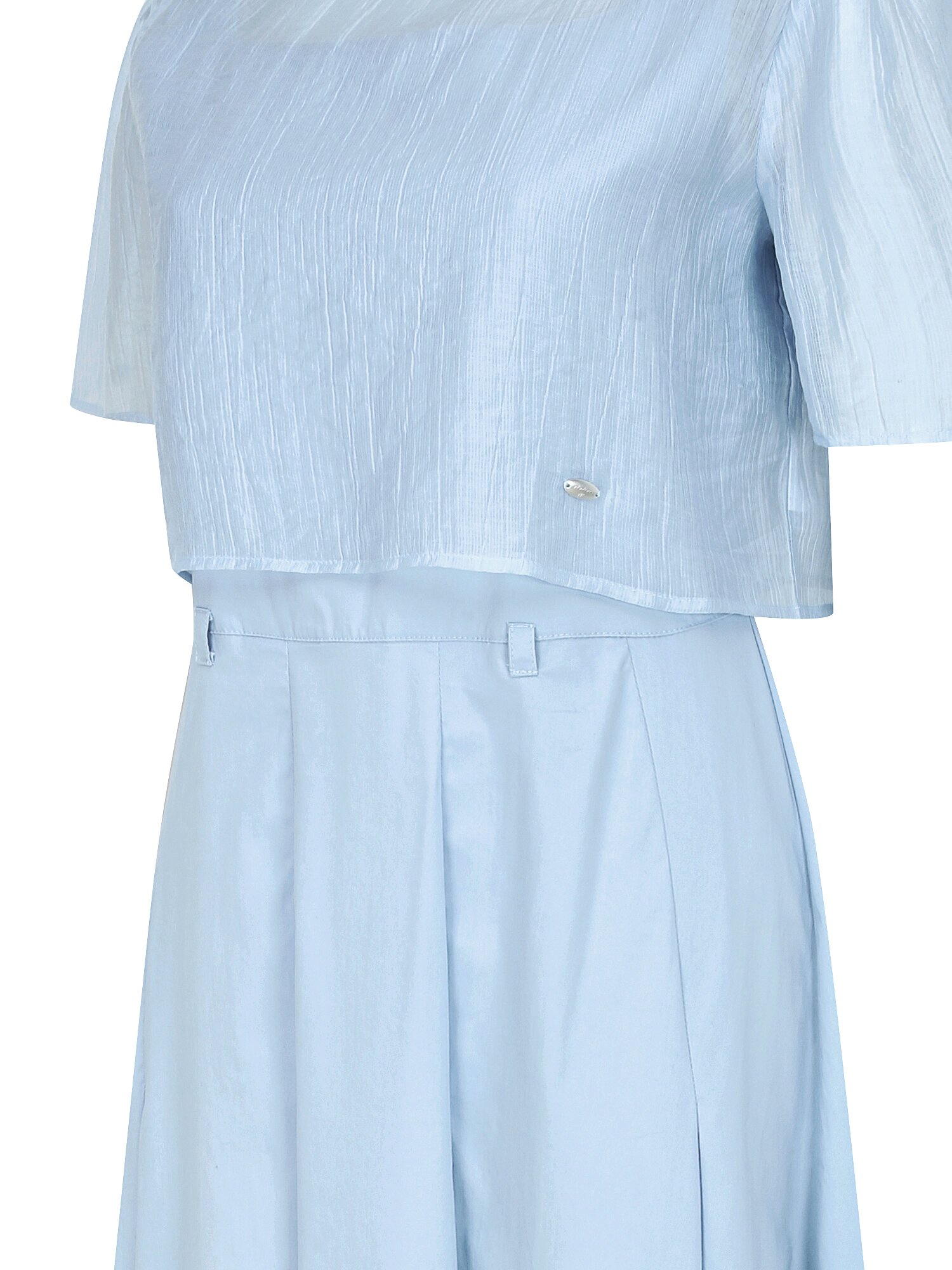 링클 블라우스 레이어드 원피스 (BLUE)