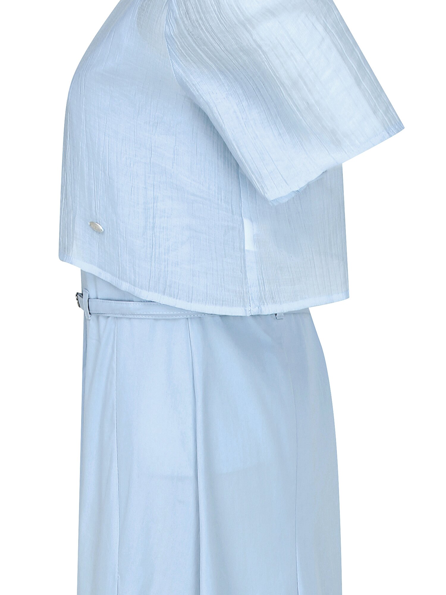 링클 블라우스 레이어드 원피스 (BLUE)