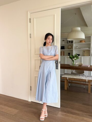 링클 블라우스 레이어드 원피스 