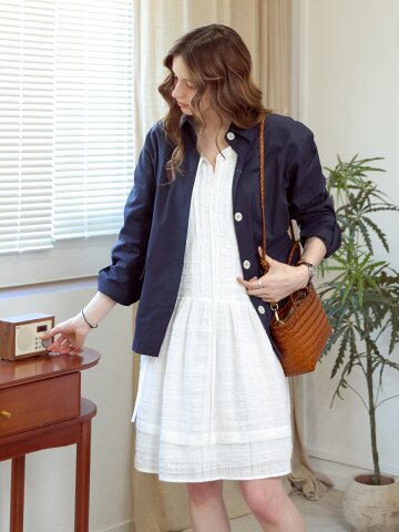 자가드 프릴 티어드원피스_WHITE