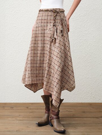 BA_Irregular plaid skirt_2color
