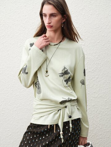 BA_Plant print long sleeve top