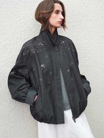 BA_Beaded plaid cuffs jacket