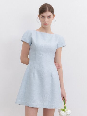 Cap-sleeve A-Line Mini Dress / Blue(3Color)