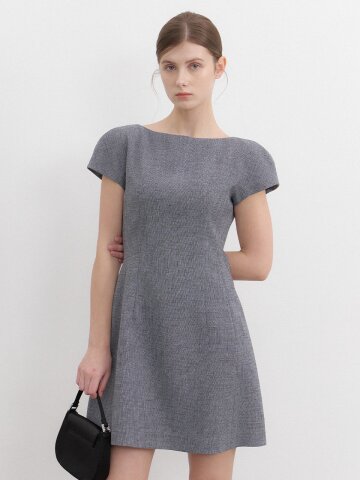 Cap-sleeve A-Line Mini Dress / Check(3Color)